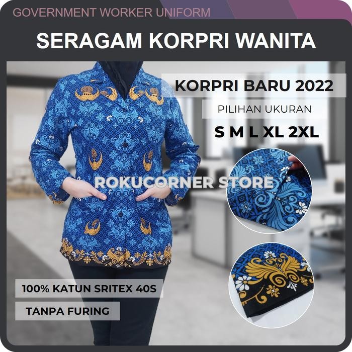ORIGINAL Baju Korpri Terbaru Wanita 2022 Seragam Batik PNS ASN Kemeja Dinas READY STOCK