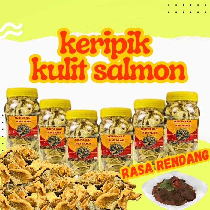 

Keripik Kulit Ikan Salmon Rasa Keju Bakar Premium Kemasan Toples 2 Liter Berat 350 Gram Food Snack