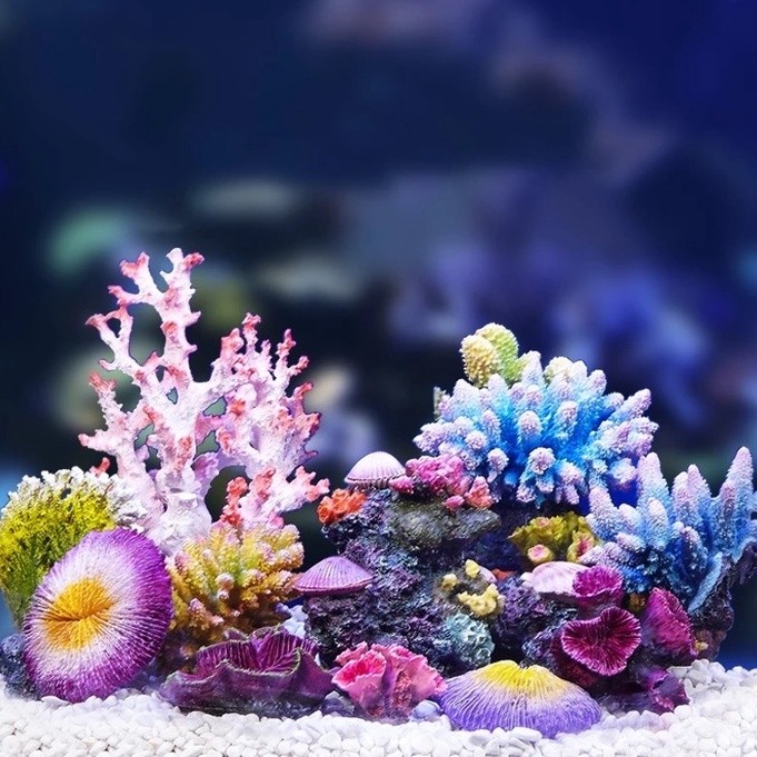 fake coral aquarium, ornamen terumbu karang laut aquarium, karang laut aquarium, terumbu karang