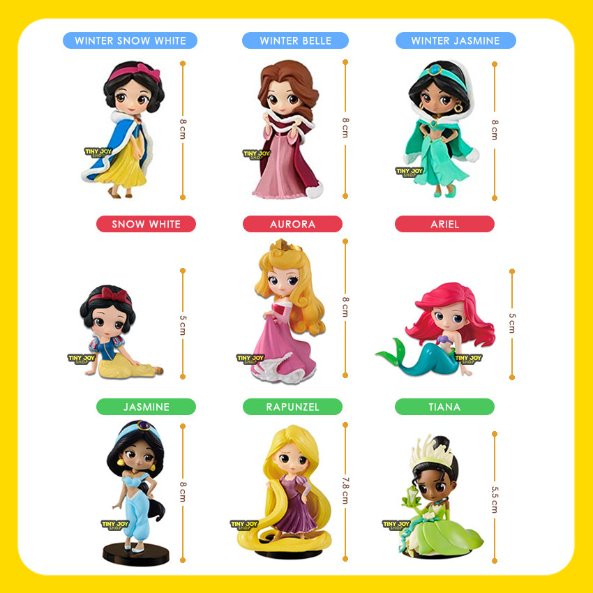 Mini Action (DISNEY KARAKTER) Cake Topper Mainan Snow White Ariel Belle Jasmine Rapunzel Cruella
