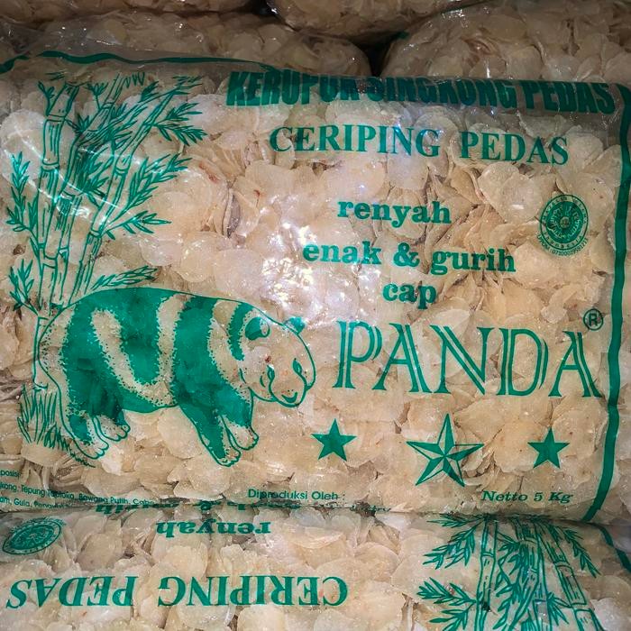 

terbaru !!! kerupuk singkong pedas cap panda 5kg ready