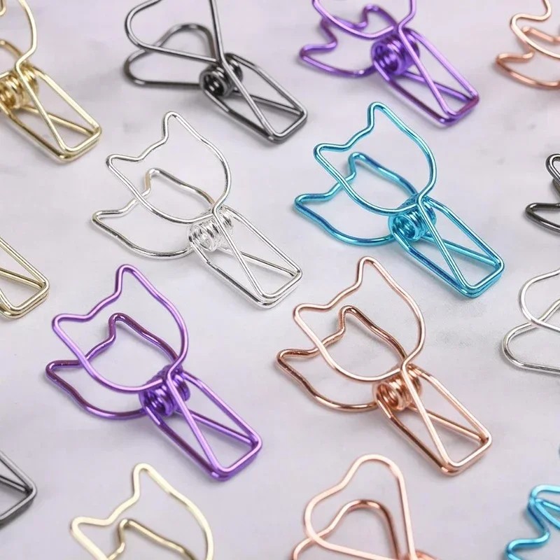 

6Pcs/Set Hollowed Out Design Metal Binder Clip Long Tail Office Hand Book Folder Paper Organizer