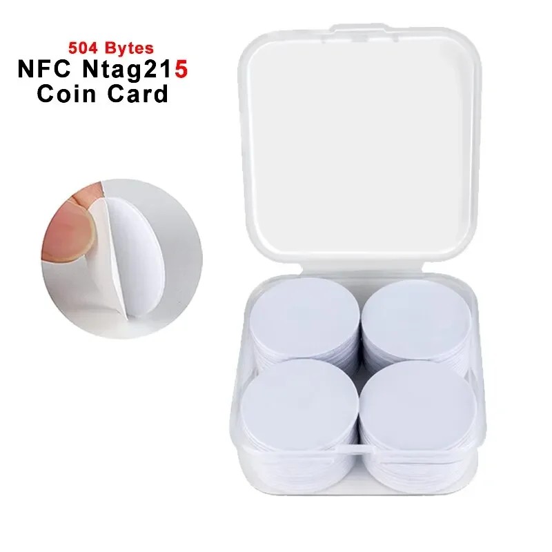 

20Pcs 50Pcs 13.56Mhz Ntag215 Nfc Coins Adhesive Cards Badge Backing 504 Bytes Iso/Iec 14443 A 25Mm