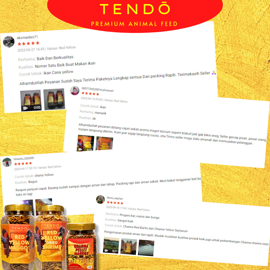 Pakan Channa Maru YS Pelet Maggot Udang Kering Bunga Warna Chana Maru Yellow Sentarum Tendo