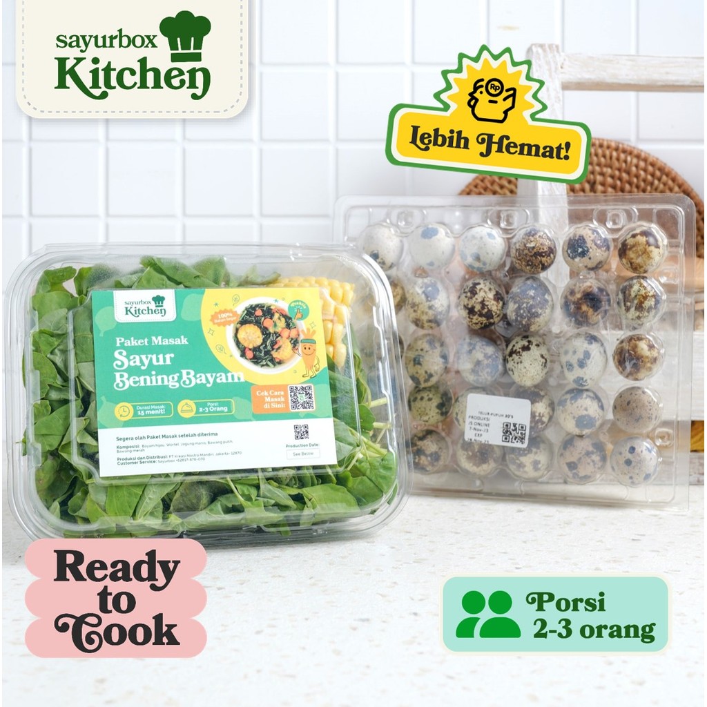 

Bundle - Sayurbox Kitchen Paket Masak Sayur Bening Bayam & Telur Puyuh 25 Pcs 1 pack