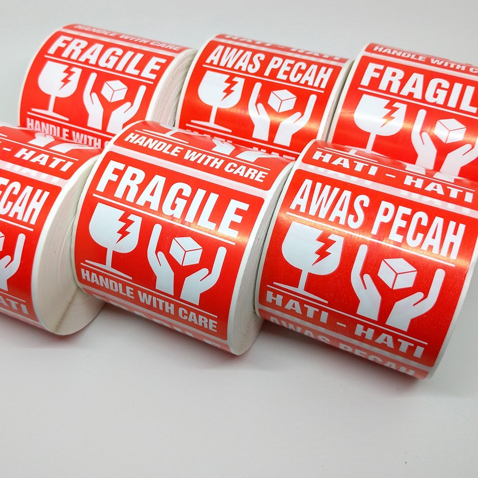 

Stiker Label Fragile Handle with Care Stiker Awas Pecah Hati-hati 6 x 5,5 cm (1 roll/ pcs)