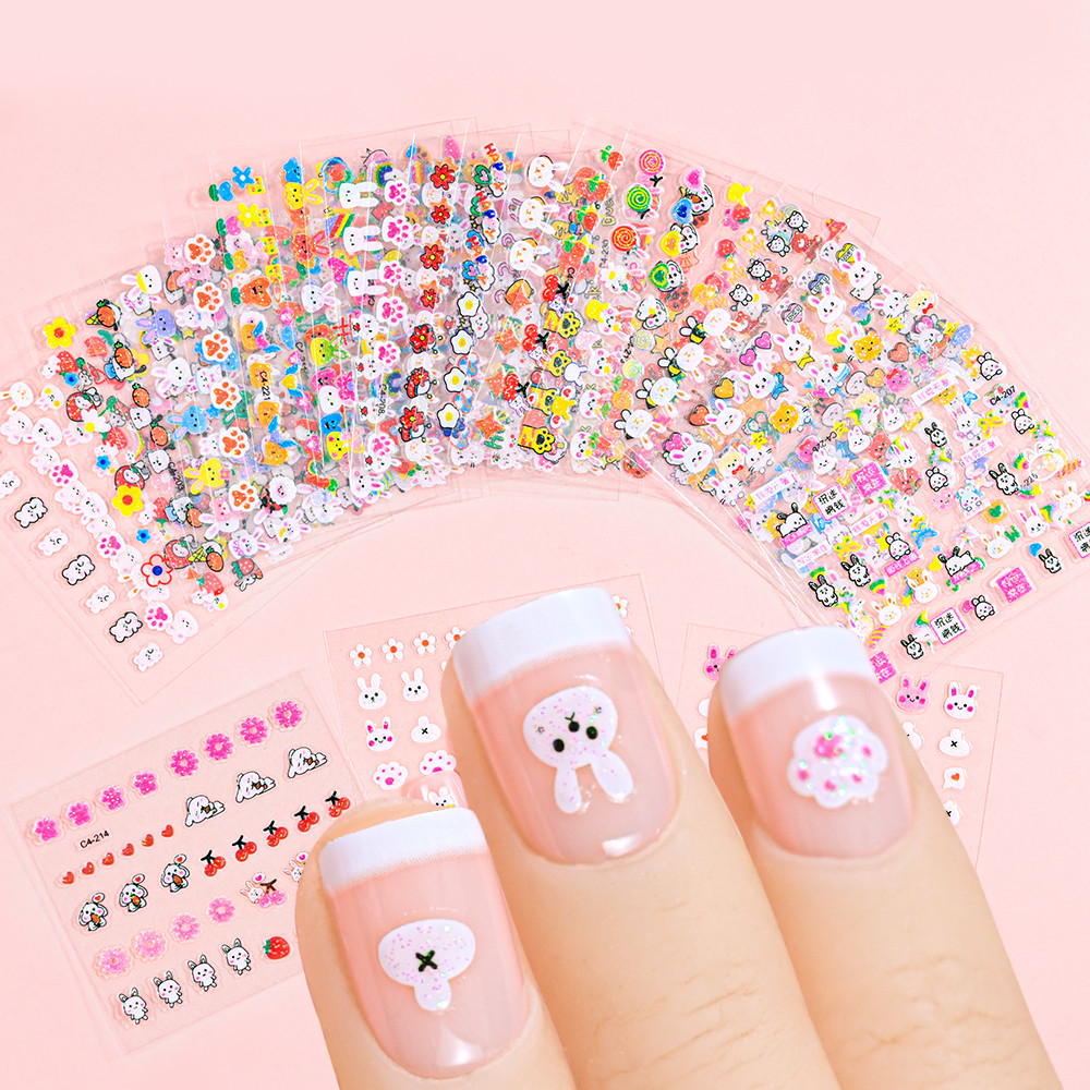 

30Sheets Cute Cartoon Bunny Design Nail Art Stickers Self Adhesive Rabbit Nail Art Decals Nail Art
