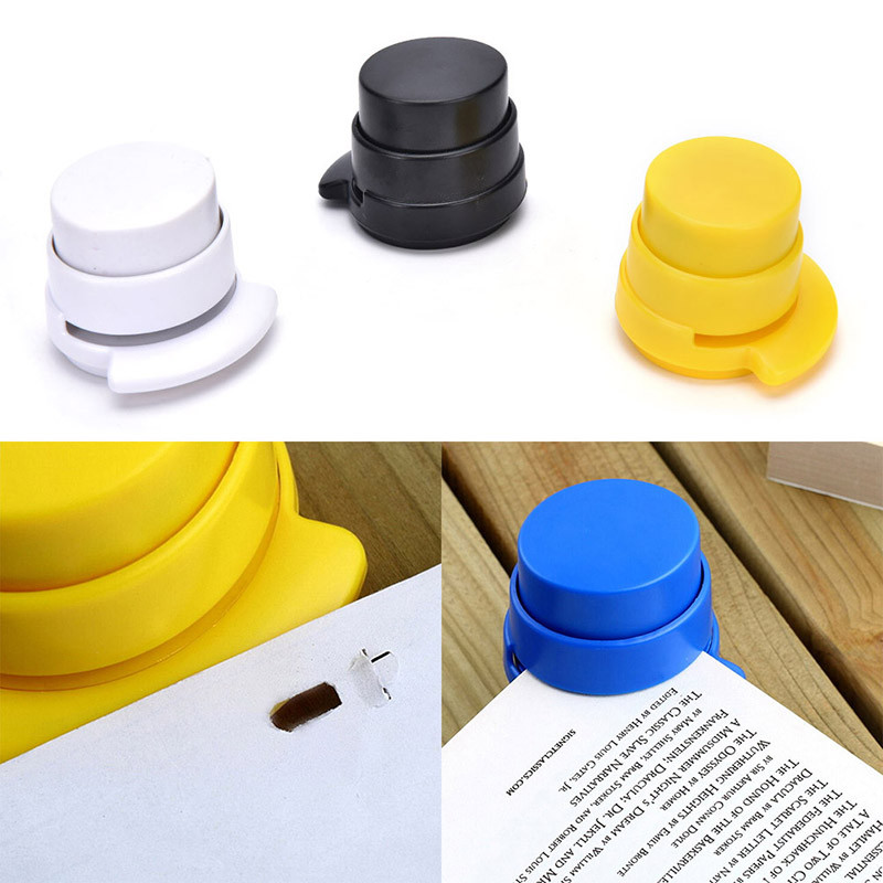 

Random Color 1Pc Office Home Staple Free Stapleless Stapler Paper Binding Binder Paperclip