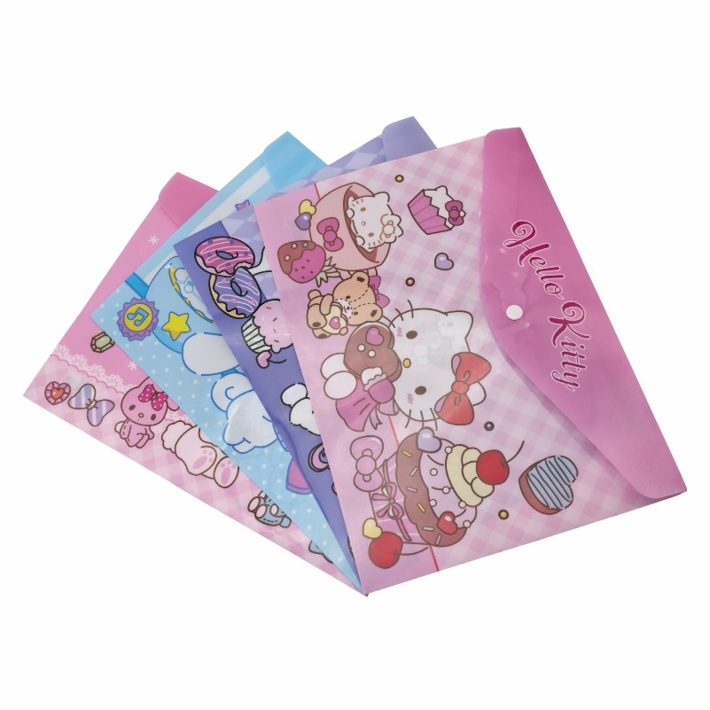 

Anime Sanrio Hello Kitty Kuromi Cartoon A4 Document Bag Thickened Snap Information Bag Cute Student