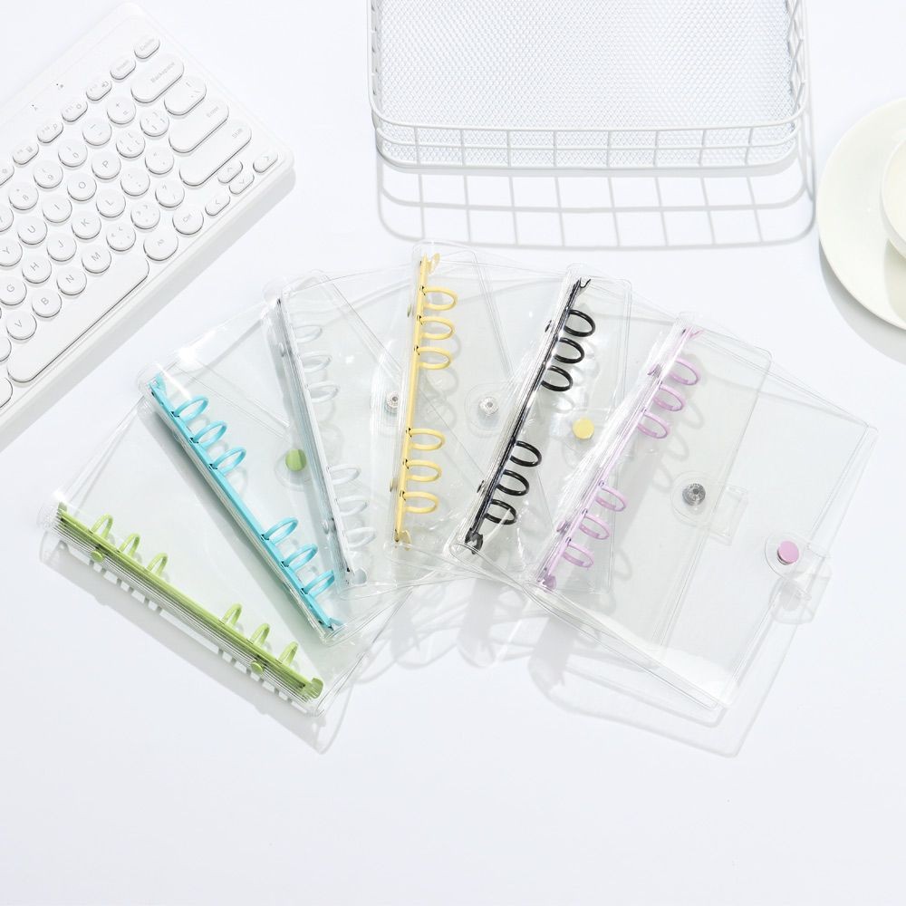 

A5 A6 Transparent Pvc Loose-Leaf Notebook Cover Folder Macaron Color 6 Ring Binder Diary Journal