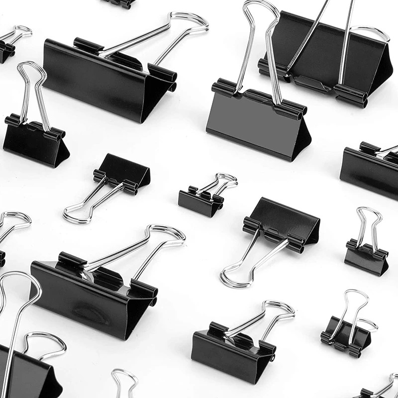 

10Pcs/Set Black Binder Clips Foldback Metal Paper Clips Notes Letter Paper Document Grip Clamps