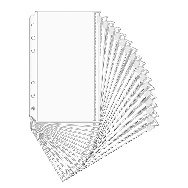 

6Pcs A5 A6 A7 Cash Envelopes For Budgeting Clear Zipper Folders Binder Pockets Loose Leaf Bag For