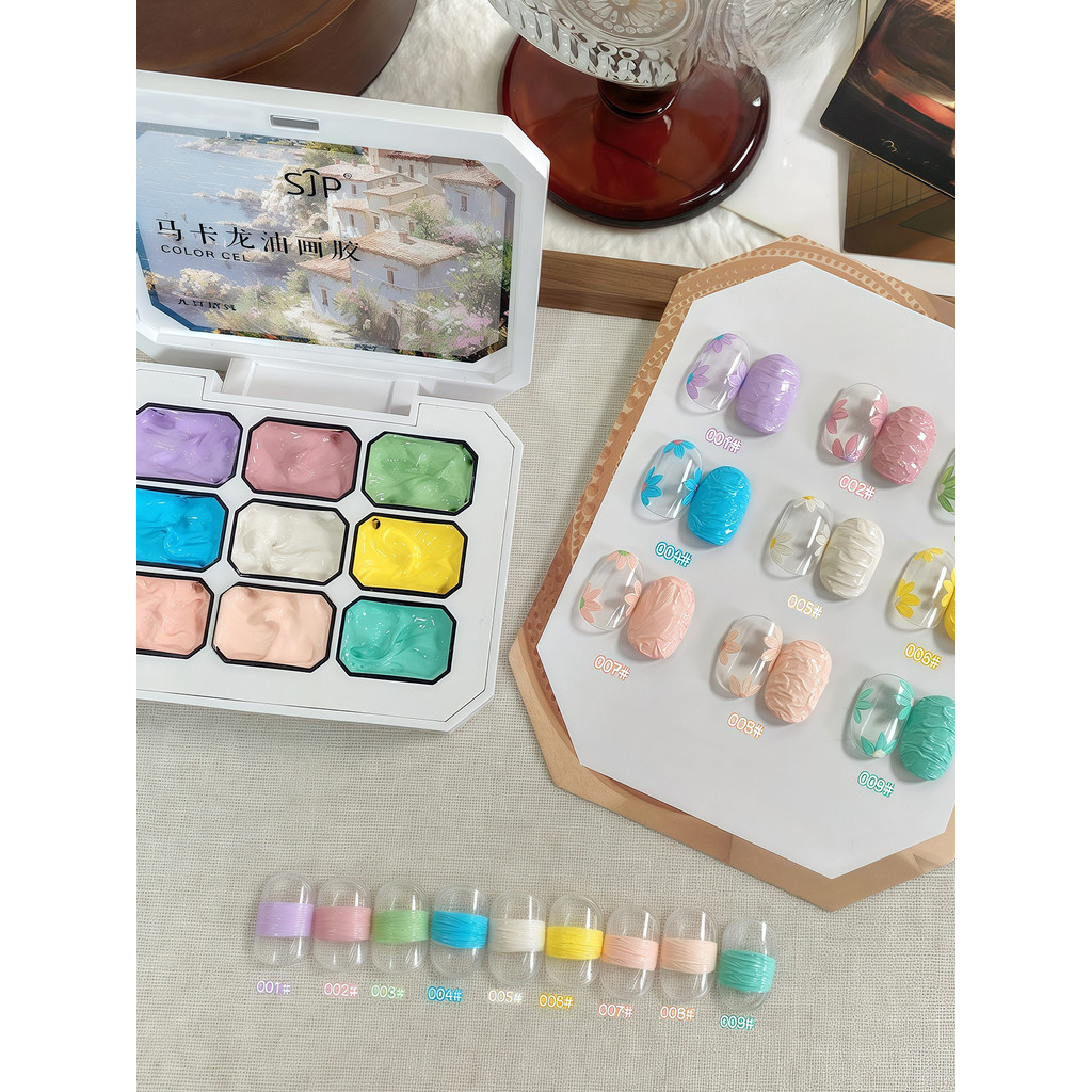 

9-Colors Macaron Gypsum Painting Nail Polish Patting Glue Smudge Canned High Saturation Popular