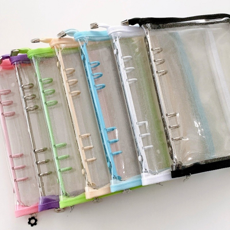 

Sparkly Ins Style A5 6 Rings Binder Zipper Pvc Organizer For 3/5Inch Photo Cards Binder Photocards