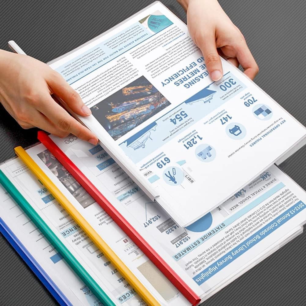 

10Pcs Clear Report Covers With Sliding Bar,40 Sheet Capacity Plastic Binder Paper Protector Clear