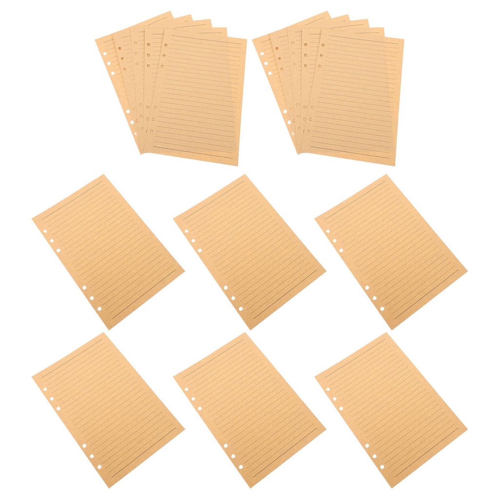 

80 Sheets A5 Paper Notebook Inserts Brown Lined Refillable Binder Spiral College Ruled Filler Pages