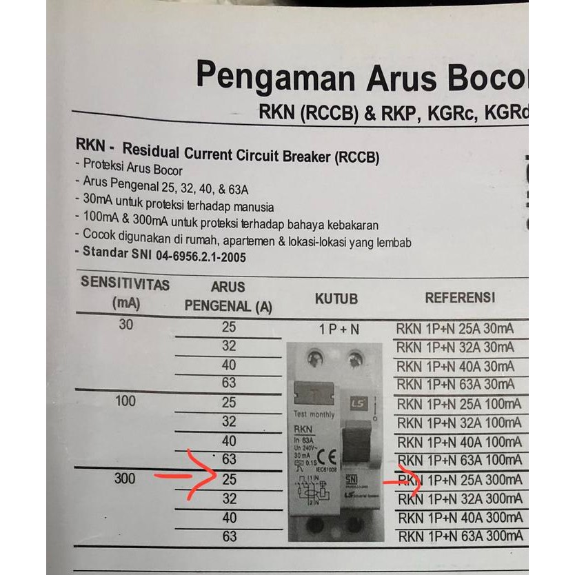 Berkualitas Elcb Ls 2P 25A Ls / Rkn 1P + N 300Ma Ls / Lg