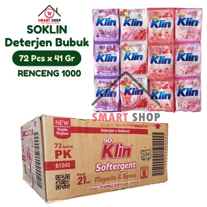 1 DUS soklin deterjen bubuk 1000 isi 72 pcs
