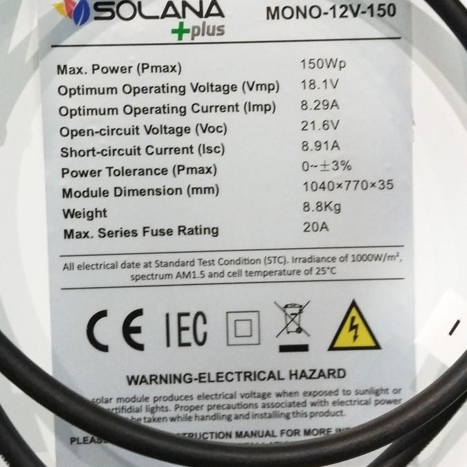 SOLAR PANEL SOLAR CELL PV MODUL P12 150WP MONO CRYSTALLINE