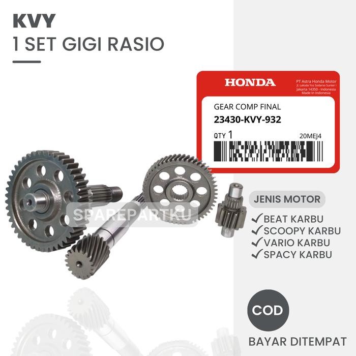KVY 1 SET KOMPLIT GIGI RASIO BEAT KARBU / SCOOPY KARBU / VARIO LAMA / SPACY KARBU / GIGI RASIO