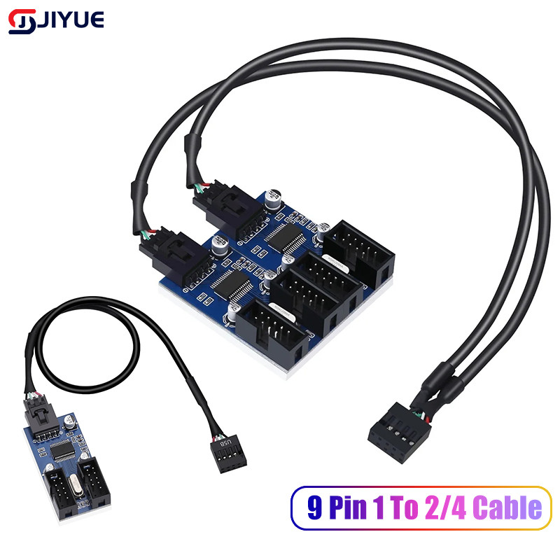9Pin USB Splitter Motherboard USB 9Pin Interface Header Splitter 1 to 2 Extension Cable Adapter 9Pin