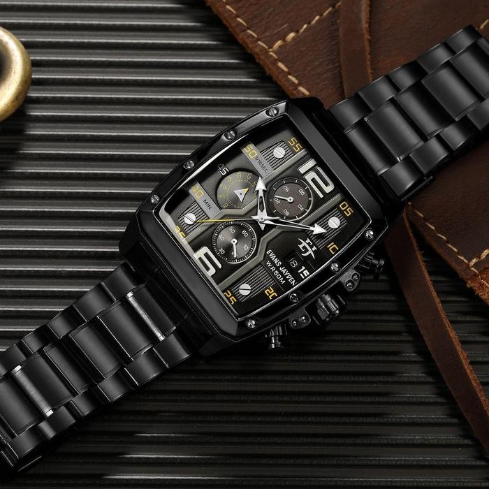 DISKON Evans Jayden Jam Tangan Pria 9618 Rantai Stainless Steel Chronograph Kaca Sapphire Water