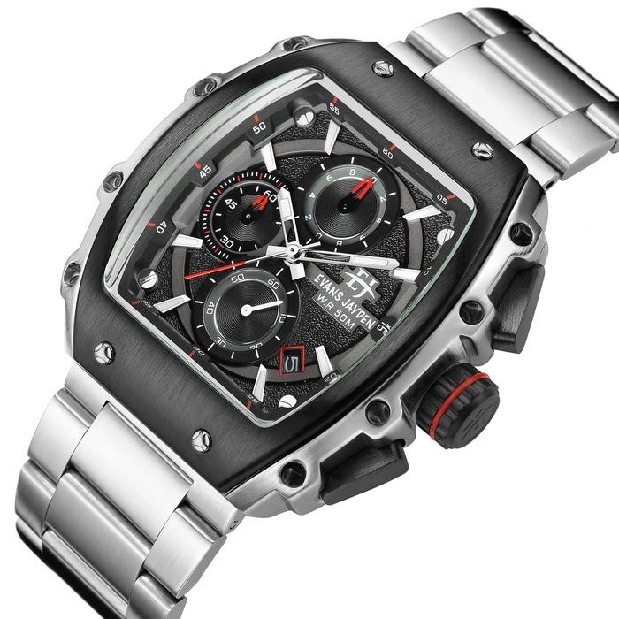 Evans Jayden Jam Tangan Pria 9599 Rantai Stainless Steel Chronograph Kaca Sapphire Water Resistant 5