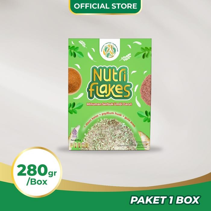 

PastikanTerjaminMutunya- NUTRIFLAKES SEREAL UMBI GARUT WITH PSYILIUM HUSK & KELOR 1 BOX 280gr