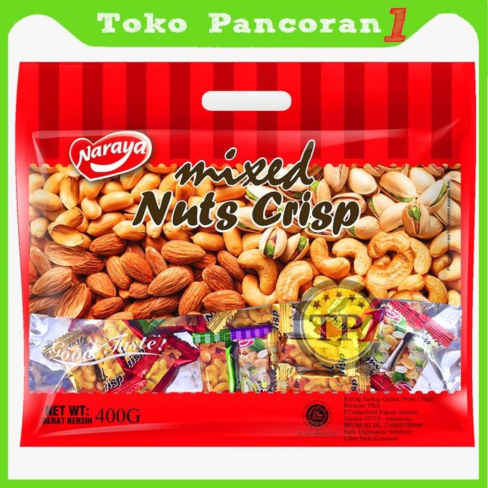 

PastikanTerjaminMutunya- NARAYA MIXED NUTS CRISP Permen MIX NUT Mede Almonds Pistachio 400g