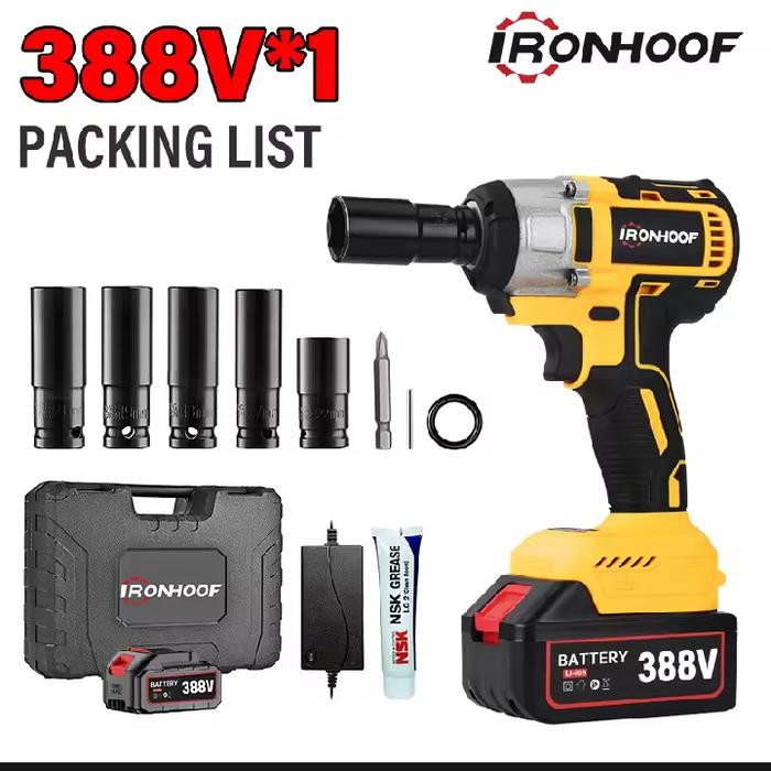 Impact WRENCH IRONHOOF 388v / 288v Impact Baterai Brushless torsi 420 NM Impact Wrench Spanner Sets