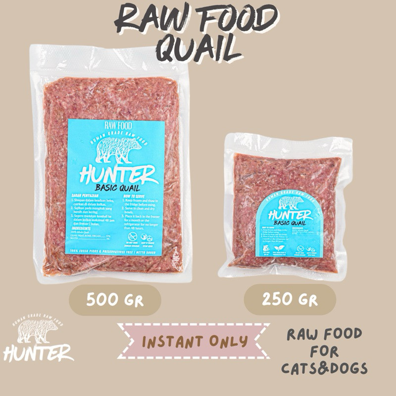 Hunter Raw Food DAGING PUYUH GILING (RAW CAT and DOG FOOD) - gr GROUND QUAIL 100% Daging Puyuh