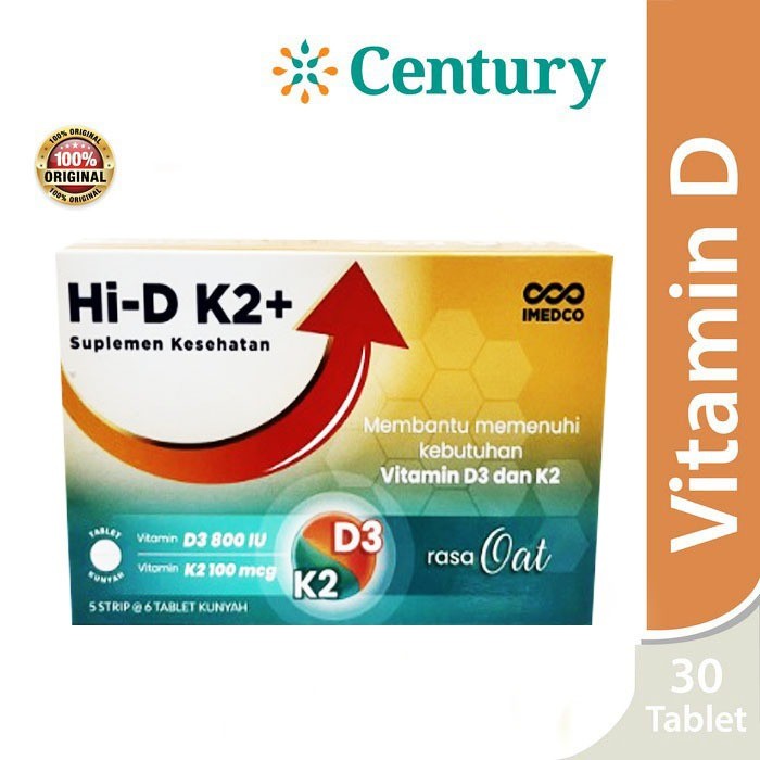 Hi-D K2+ Isi 30 Tablet Kunyah / Vitamin D3 / Vitamin K2