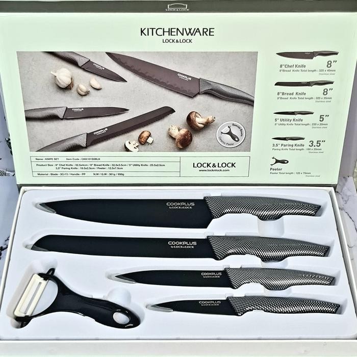 (Expert) PISAU SET / KNIFE SET BLACK LOCK & LOCK ISI 5 Pisau LOCK N LOCK