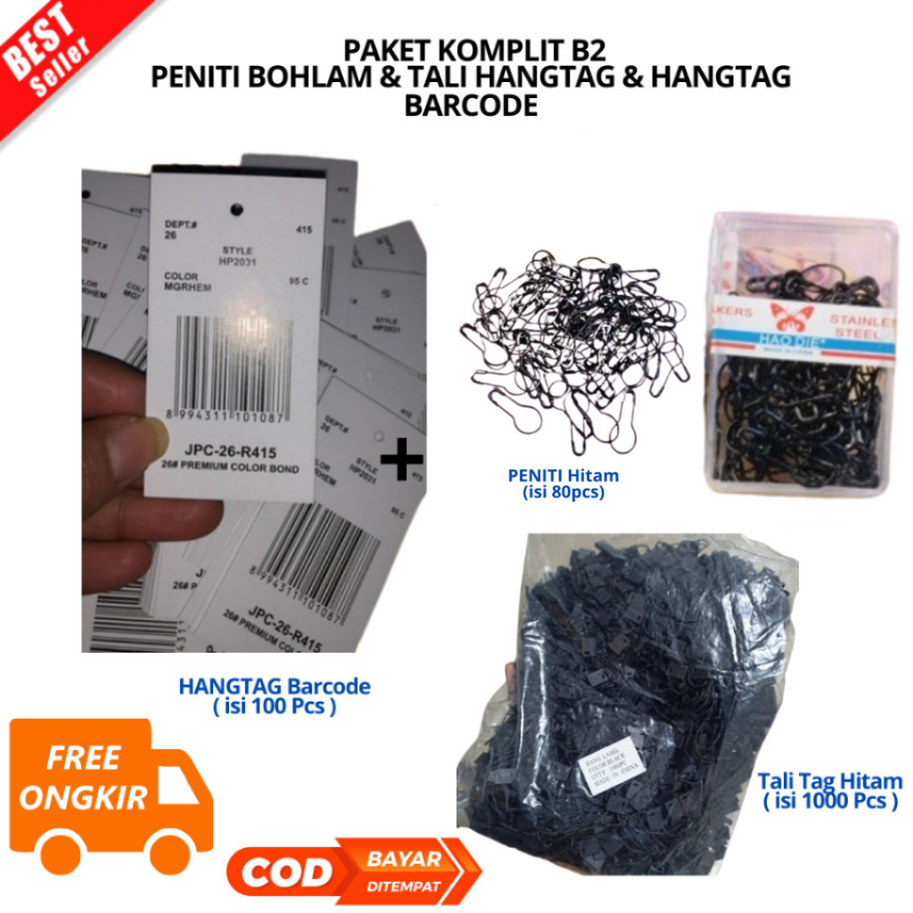 

[A0Z] PAKET KOMPLIT(B) Peniti Hijab - Labu - Bohlam - Pear - Jilbab - Hang Tag - Baju (50pcs) warna