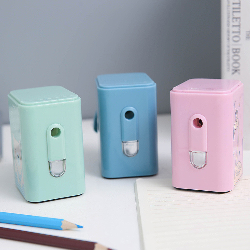 

Pencil Sharpener Colored Cute Kawaii Hand Crank Bear Plastic School Office Supplies Student Creative
