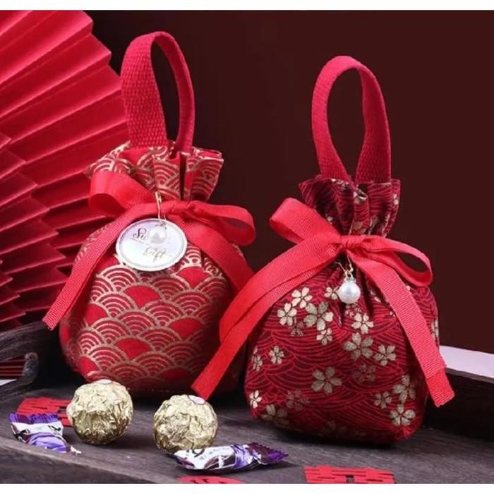 Tas Souvenir Sangjit / tea pai wedding Party / Goodie bag imlek / Souvenir bag