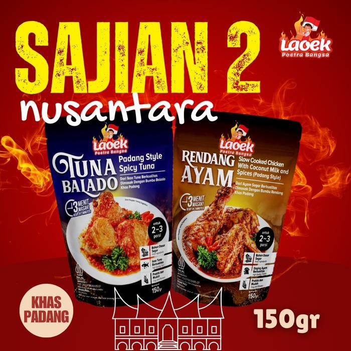 

Sajian Nntara #2 Dapat 2 Lauk Tuna Balado dan Rendang am Lauk Saji Makanan 150 gram Food Masakan