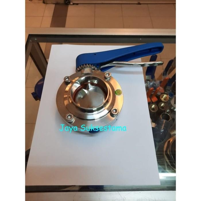 Butterfly Valve Sanitary 3" inch Stainless SS 316L SPV Foodgrade Kode 806