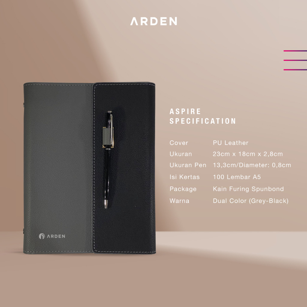 

ARDEN Agenda Aspire - Pum Dual-Color Leather Cover with Pen