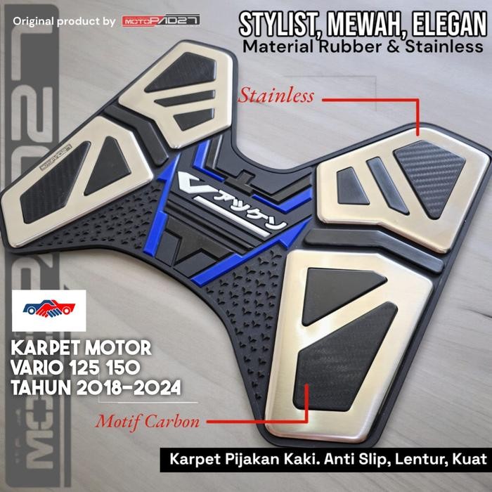 KARPET MOTOR NEW VARIO 125 150 TAHUN 2024-2015 STAINLESS MP27