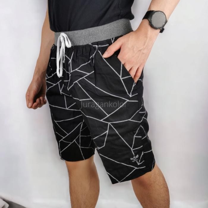 Bolden- Celana Pendek Pria Dewasa Motif Abstrak Chino Cowok Short Pants Rib