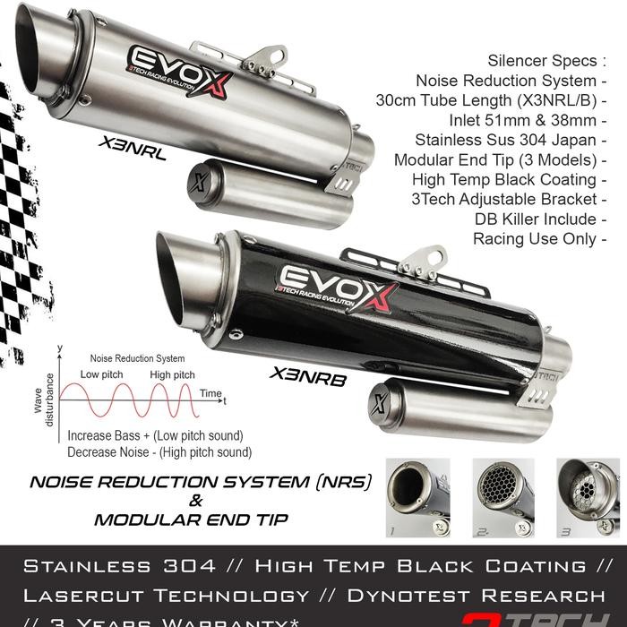 BARU.. KNALPOT RACING 3TECH EVOX X3 X3NRS X3NRL X3NRB X3NRC