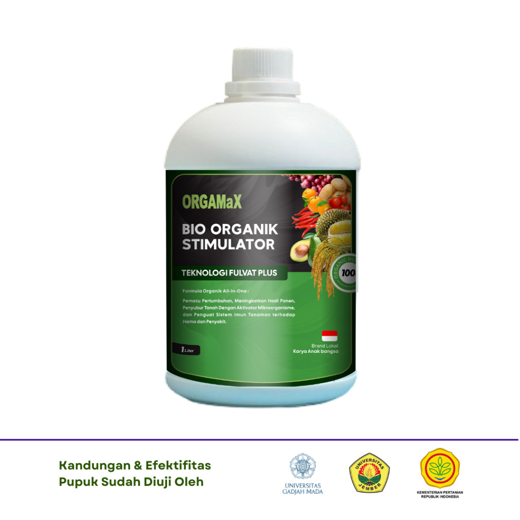 ORGAMAX 1 LITER - PUPUK ASAM FULVAT ORGANIK UNTUK CEGAH KUNING DAN KERITING