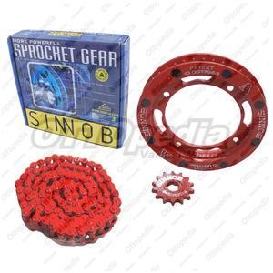 Kualitas terbaik] Gear Set Rantai Motor / Chain Kit Sinnob Klx 150 Merah