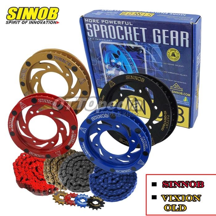 ~~~~~] Gear Set Rantai Motor / Chain Kit Sinnob Vixion Old Hitam