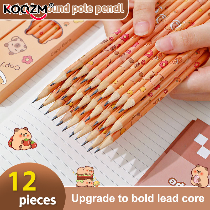 

12Pcs Funny Cute Capybara Writing Pencil Cartoon Hb Drawing Pencil Student Stationery Sketch Items