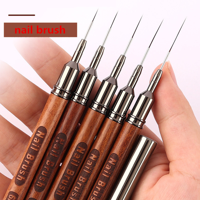 

1Pc Round Wood Handle Art Liner Diy Painting Brush Drawing Lines Stripe Flower Painting Pen Uv Gel