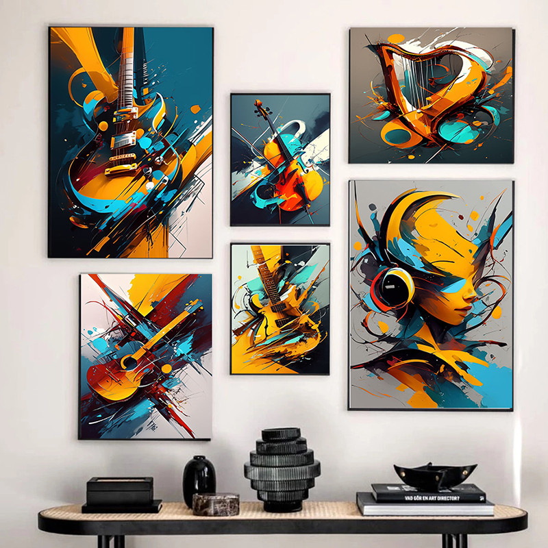 

Colorful Musical Instruments With Extremely Complex Styles Canvas Printing Popular Colored Murals