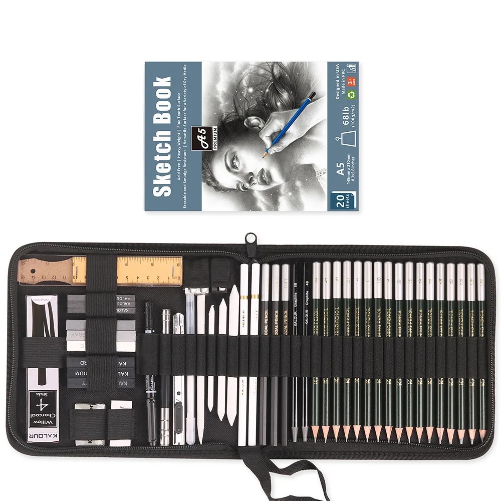 

33/54Pcs Art Drawing Sketching Pencil Set Wooden Pencil Tools For Beginner Artists,Graphite Charcoal