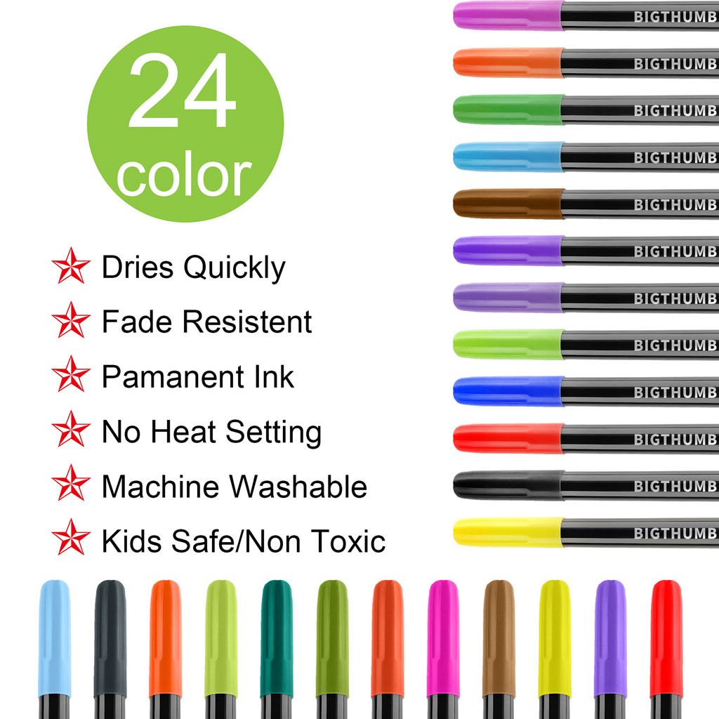 

24-Color Fabric Pens Set Permanent For Clothes Diy Hand-Drawing Doodling And Artwork Crafts Suitable